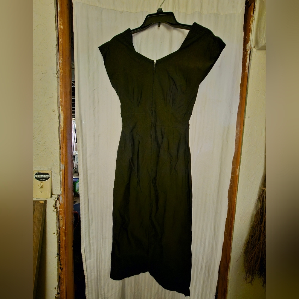 Stop Staring Black Rockabilly Dress with Floral Accent - Picture 3 of 5